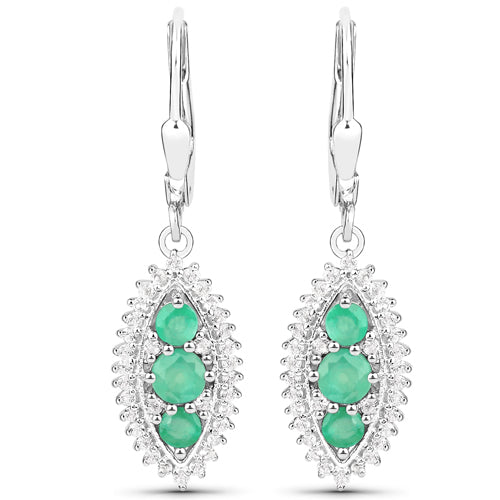 3.52 Carat Genuine Zambian Emerald & White Topaz Jewelry Set