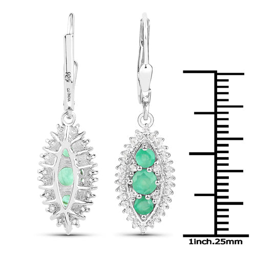 3.52 Carat Genuine Zambian Emerald & White Topaz Jewelry Set