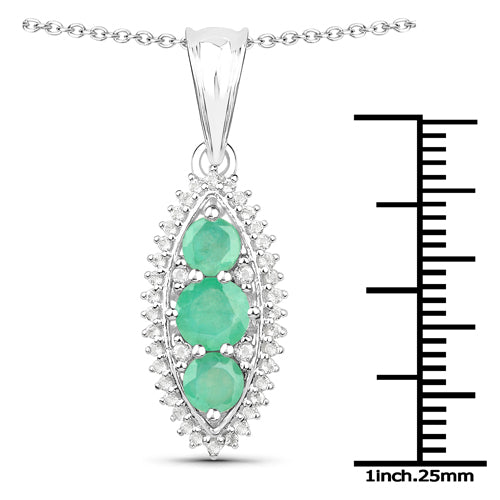 3.52 Carat Genuine Zambian Emerald & White Topaz Jewelry Set