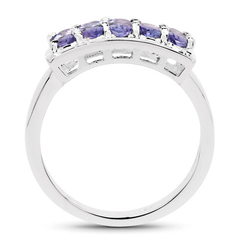 1.25 Carat Genuine Tanzanite Sterling Silver Engagement Ring