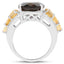 9.74 Carat Smoky Quartz, Citrine & White Topaz Sterling Silver Ring