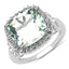 Bague en argent sterling avec améthyste verte de 5,86 carats et diamants