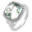 Bague en argent sterling avec améthyste verte de 5,86 carats et diamants