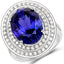 13.78 Carat Genuine Tanzanite and Diamond 18K White Gold Ring