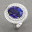 13.78 Carat Genuine Tanzanite and Diamond 18K White Gold Ring
