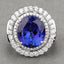 Bague en Tanzanite et Diamants Blancs de 10,79 Carats en Or Blanc 18K