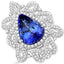 Bague en Or Blanc 18K avec Tanzanite et Diamants Blancs de 11,68 Carats
