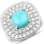 Anillo de plata esterlina de 2.80 quilates con turquesa y diamantes blancos