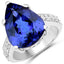 Anillo de 11.40 quilates de tanzanita genuina y diamantes blancos en oro blanco de 18 quilates