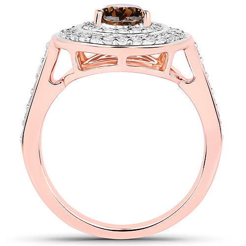 1.64 Carat Chocolate Brown & White Diamond 18K Rose Gold Engagement Ring