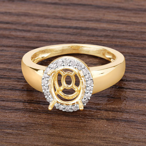 Bague de fiançailles semi-montée en or jaune 14K avec diamant blanc de 0,22 carat