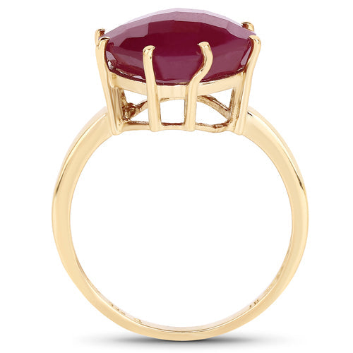 Bague en Argent Sterling Plaquée Or Jaune 14K avec Rubis de 8,95 Carats