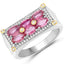 Bague en or jaune 14K avec rubis et diamants de 1,77 carat