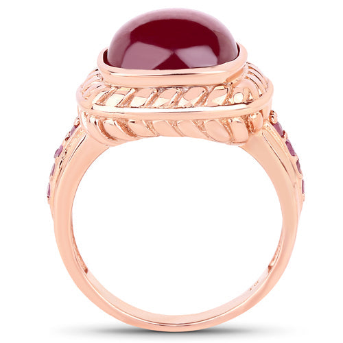 Anillo de Compromiso de Rubí Lleno de Vidrio de 9.14 Quilates y Plata Esterlina