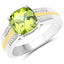 2.20 Carat Genuine Peridot and Diamond 14K Gold Ring