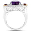 Bague en or 14K avec améthyste de 5,58 carats, rhodolite et diamant