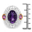 Bague en or 14K avec améthyste de 5,58 carats, rhodolite et diamant