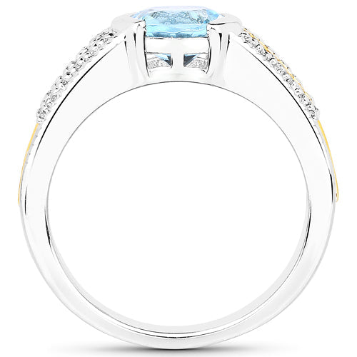 1.37 Carat Aquamarine and Diamond 14K Gold Ring