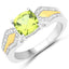 1.64 Carat Genuine Peridot and Diamond 14K Gold Ring