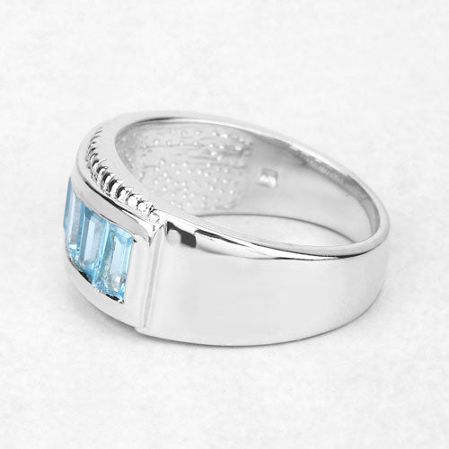 Bague de fiançailles en argent sterling avec topaze bleue véritable de 1,75 carat