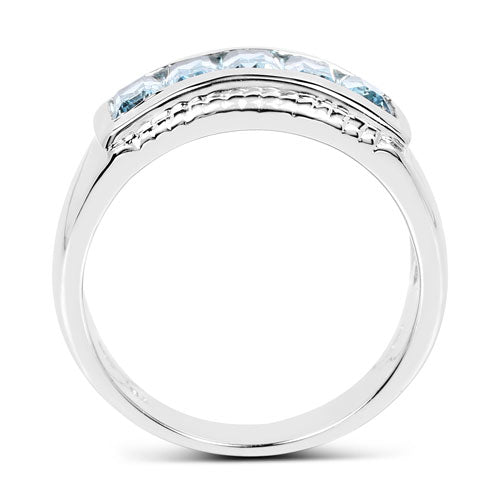 Bague de fiançailles en argent sterling avec topaze bleue véritable de 1,75 carat