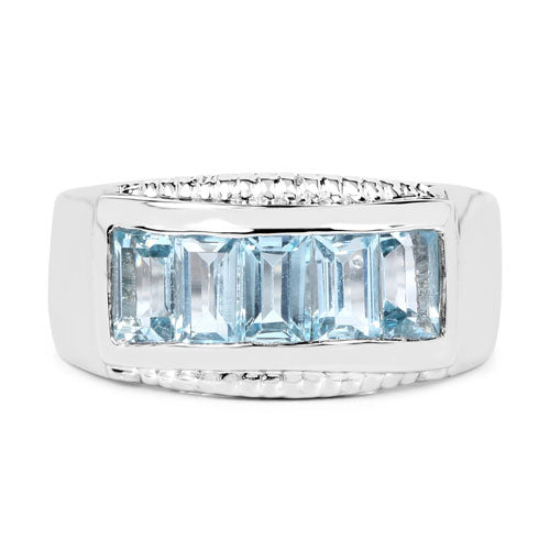 Bague de fiançailles en argent sterling avec topaze bleue véritable de 1,75 carat