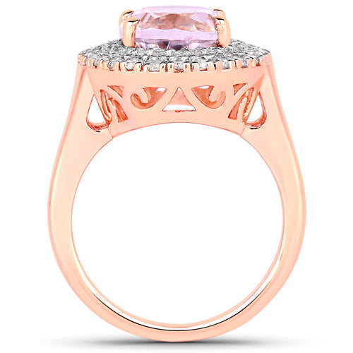 5.48 Carat Kunzite and White Topaz Sterling Silver Engagement Ring
