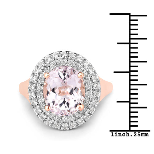 5.48 Carat Kunzite and White Topaz Sterling Silver Engagement Ring