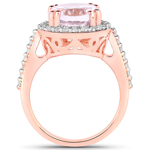 6.94 Carat Kunzite & White Topaz Sterling Silver Engagement Ring
