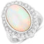 Bague de fiançailles en or blanc 14K avec opale éthiopienne de 6,38 carats et diamants