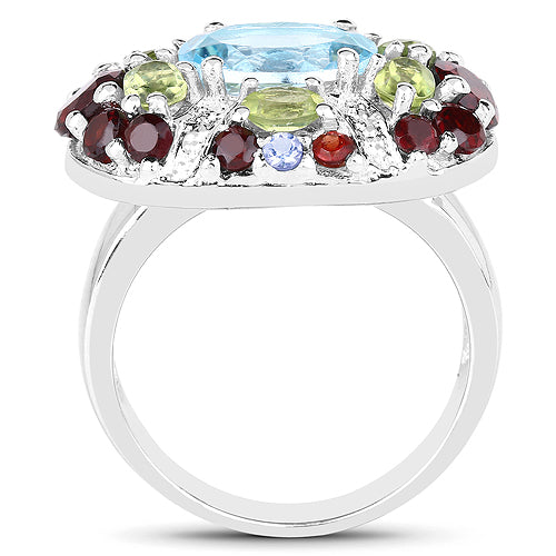 5.43 Carat Multi Stone .925 Sterling Silver Engagement Ring