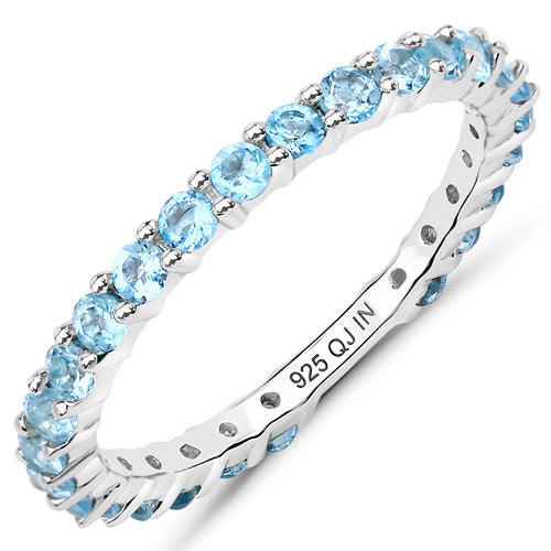 Bague de fiançailles en argent sterling avec topaze bleue suisse de 0,94 carat