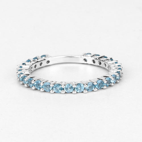 Bague de fiançailles en argent sterling avec topaze bleue suisse de 0,94 carat