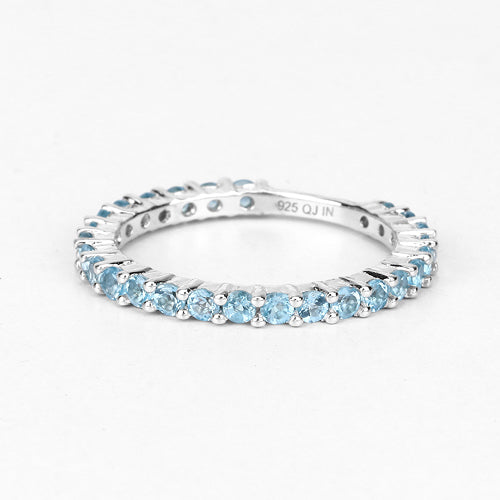 Bague de fiançailles en argent sterling avec topaze bleue suisse de 0,94 carat