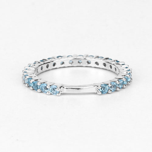 Bague de fiançailles en argent sterling avec topaze bleue suisse de 0,94 carat