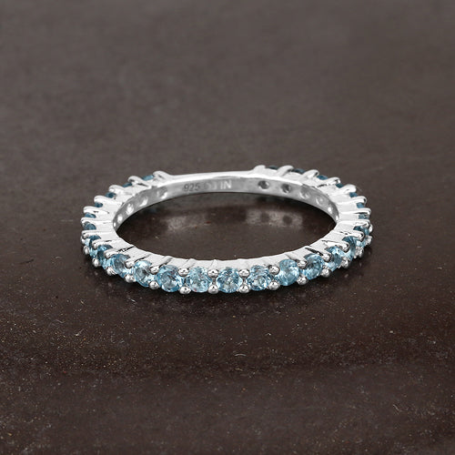 Bague de fiançailles en argent sterling avec topaze bleue suisse de 0,94 carat