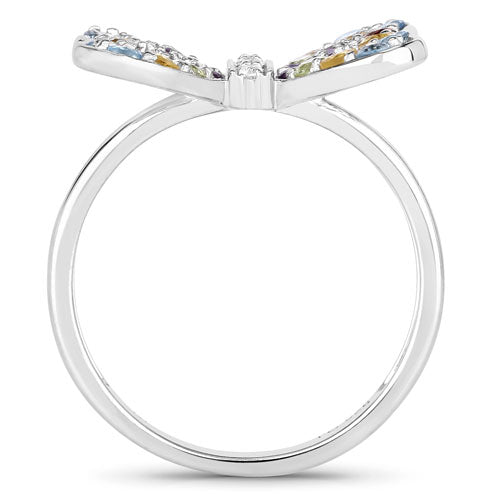 1.18 Carat Multi-Stone .925 Sterling Silver Engagement Ring