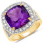 Bague en Améthyste et Diamant Blanc de 6,80 Carats en Argent Sterling