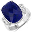 9.35 Carat Lapis and Diamond Sterling Silver Engagement Ring