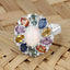 Bague en Opale Éthiopienne de 3,92 Carats et Multi Saphirs en Argent Sterling