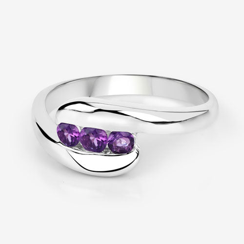 0.54 Carat Genuine Amethyst .925 Sterling Silver Bypass Ring