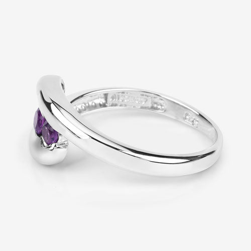 0.54 Carat Genuine Amethyst .925 Sterling Silver Bypass Ring