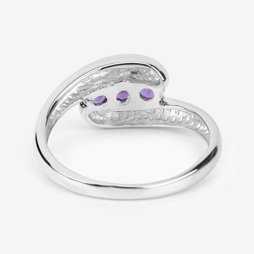 0.54 Carat Genuine Amethyst .925 Sterling Silver Bypass Ring