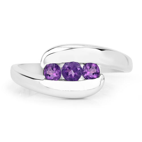 0.54 Carat Genuine Amethyst .925 Sterling Silver Bypass Ring
