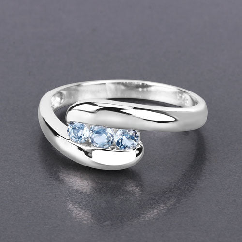0.74 Carat Genuine Blue Topaz Sterling Silver Bypass Ring