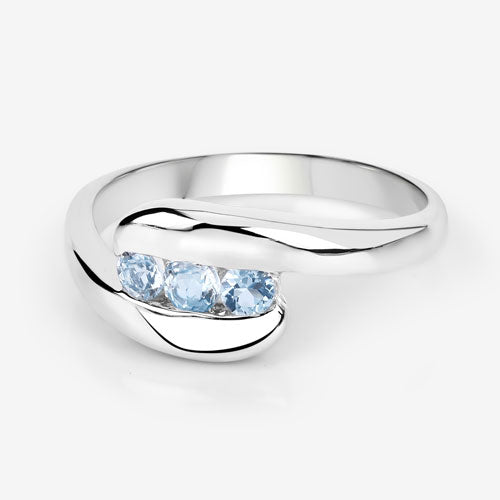 0.74 Carat Genuine Blue Topaz Sterling Silver Bypass Ring