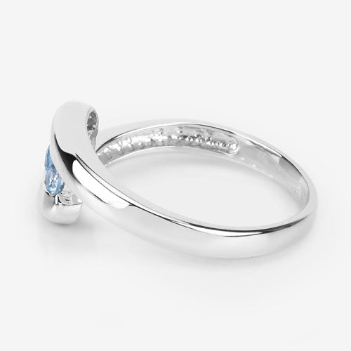 0.74 Carat Genuine Blue Topaz Sterling Silver Bypass Ring