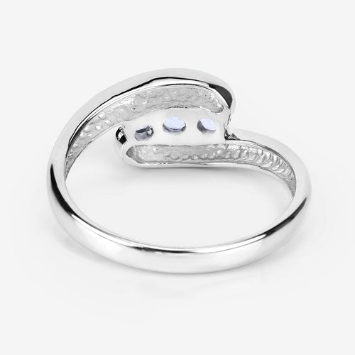 0.74 Carat Genuine Blue Topaz Sterling Silver Bypass Ring