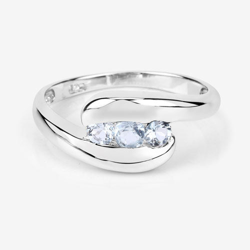 0.74 Carat Genuine Blue Topaz Sterling Silver Bypass Ring