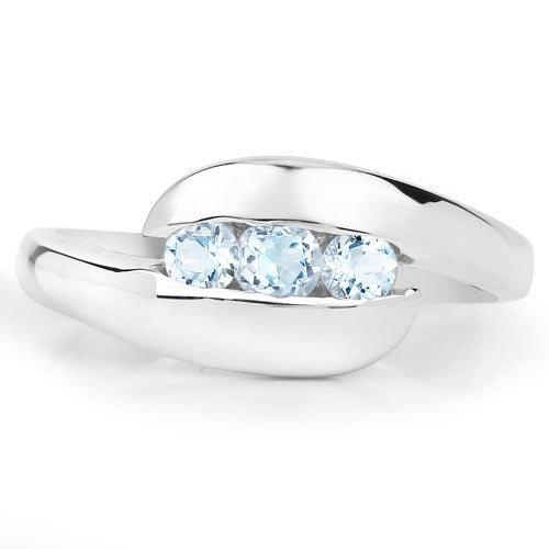 0.74 Carat Genuine Blue Topaz Sterling Silver Bypass Ring